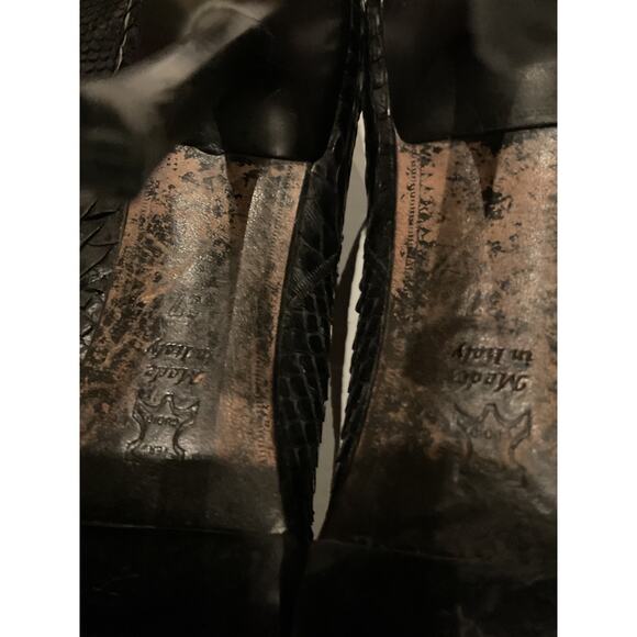 Gianmarco Lorenzi - Black Python Leather Knee High Stiletto Boots - 6.5/37 - Picture 5 of 9